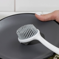 Щётка для посуды Доляна Meli, бамбуковая ручка, двухсторонняя, ворс TPR 1,8 см, 5&times;26,5 см