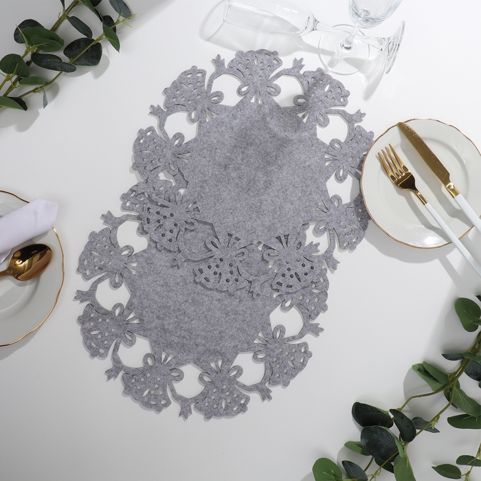 Набор новогодних салфеток Доляна &laquo;Колокольчики&raquo;, цвет серый - 2 шт