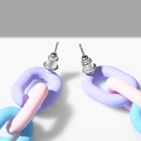 Серьги пластик &laquo;Цепь&raquo; 7 звеньев, цветные матовые