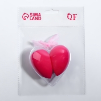 Спонжи для макияжа &laquo;Сердце&raquo;, в футляре, набор - 2 шт, цвет розовый