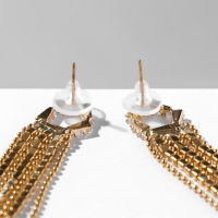 Серьги висячие со стразами &laquo;Голливуд&raquo; кольца из прямоугольников, цвет белый в золоте, 19,5 см