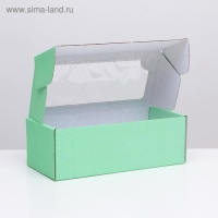 Коробка самосборная, с окном, мятная, 16 х 35 х 12 см МИКС