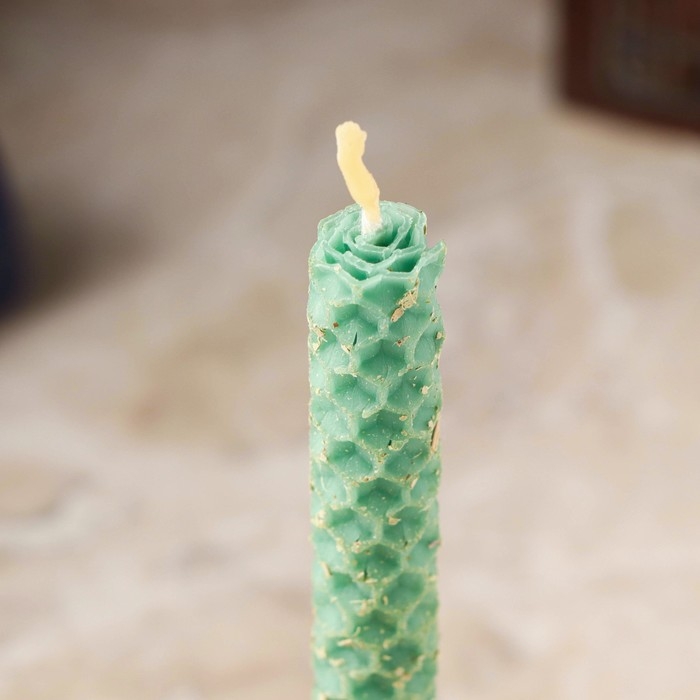 Свеча из вощины с эвкалиптом Свеча из вощины с эвкалиптом "От плохих людей и злых духов" , 13х1,7 см, 1 ч, зеленый