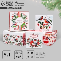 Набор подарочных коробк 5 в 1 «С Новым годом!», 14 х 14 х 8 – 22 х 22 х 12 см, Новый год Набор подарочных коробк 5 в 1 «С Новым годом!», 14 х 14 х 8 – 22 х 22 х 12 см, Новый год