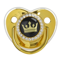 Соска - пустышка силиконовая ортодонтическая &laquo;Корона&raquo;, от 12 мес., с колпачком, цвет золотой/черный, стразы