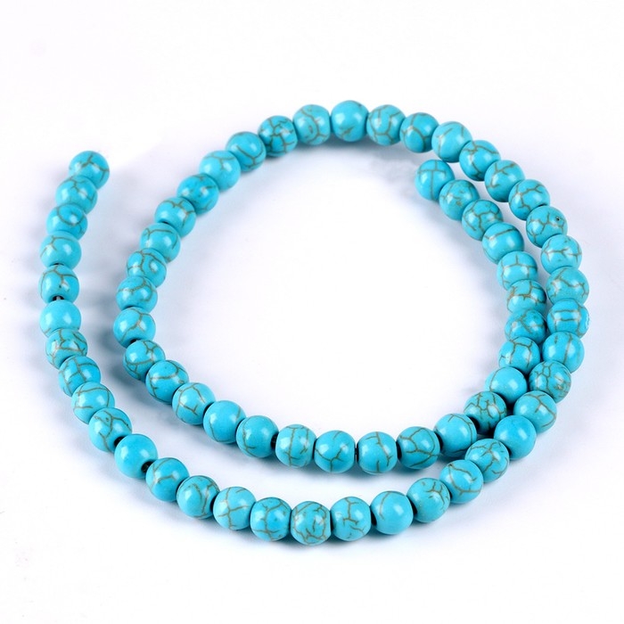 Бусины из натурального камня &laquo;Бирюза&raquo; набор 58 шт., размер 1 шт. &mdash; 6 мм