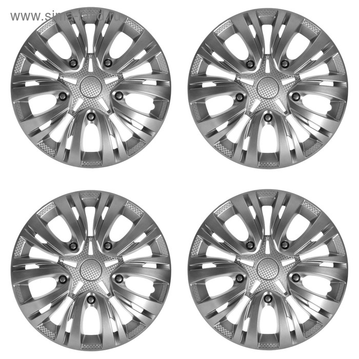 Колпаки колесные R16 "ЛИОН", серебристый, набор 4 шт