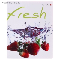 Тетрадь 48 листов в клетку "Фрукты", обложка мелованный картон, УФ-лак, МИКС