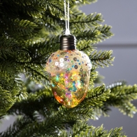 Ёлочный шар &laquo;Жёлудь жёлтый&raquo;, батарейки, 4 LED, свечение тёплое белое