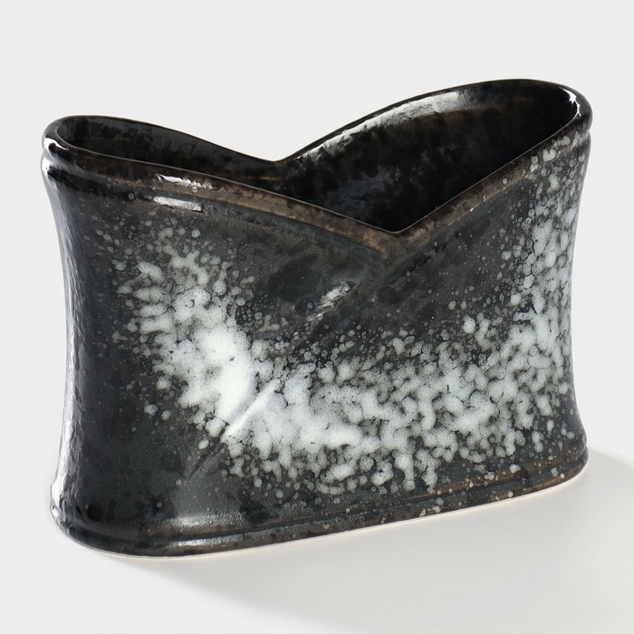 Салфетница фарфоровая Magistro &laquo;Ночной дождь&raquo;, 12&times;5,7&times;8,2 см, цвет чёрный