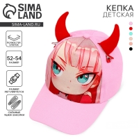 Кепка детская для девочки «Чертенок» аниме с заколками, р-р 52-54 5-7 лет Кепка детская для девочки «Чертенок» аниме с заколками, р-р 52-54 5-7 лет