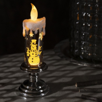 Светодиодная фигура &laquo;Свеча со снеговиком&raquo; 7 &times; 20 &times; 7 см, пластик, батарейки АААх2 (не в комплекте), свечение тёплое белое