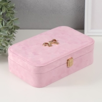 Шкатулка текстиль для украшений "Бант" нежно-розовый 22х14,5х7 см Шкатулка текстиль для украшений "Бант" нежно-розовый 22х14,5х7 см