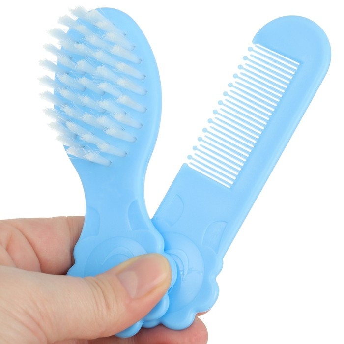 Набор для ухода за волосами: расческа и щетка &laquo;Цветочек&raquo;,  цвет голубой