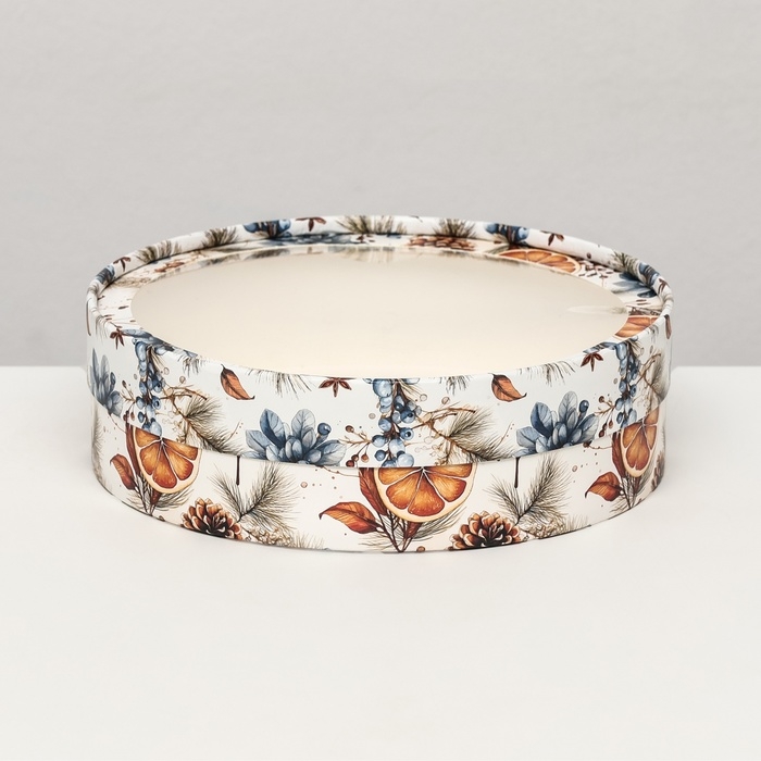 Коробка подарочная новогодняя для макарун тубус с окном Коробка подарочная новогодняя для макарун тубус с окном "Мандаринки", 20 х 6 см. Новый год