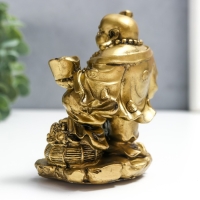 Нэцке полистоун под бронзу "Хотей с посохом, слитком, монетами, хулу " 11х6х7,5 см 281978 Нэцке полистоун под бронзу "Хотей с посохом, слитком, монетами, хулу " 11х6х7,5 см 281978