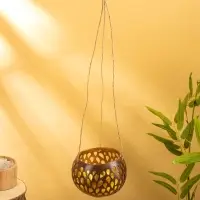 Подсвечник подвесной из кокоса, 12-14 см, коричневый