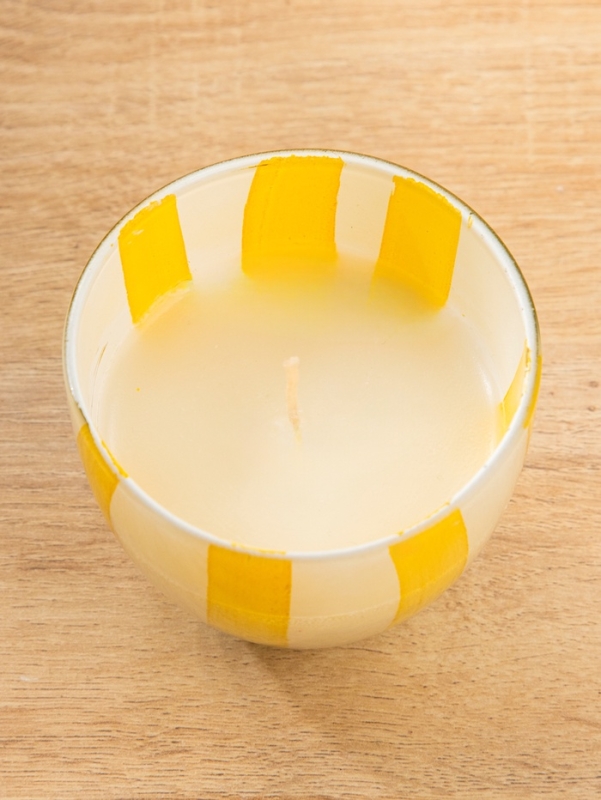 Свеча ароматическая в стеклянном подсвечнике 85 гр, синий муск