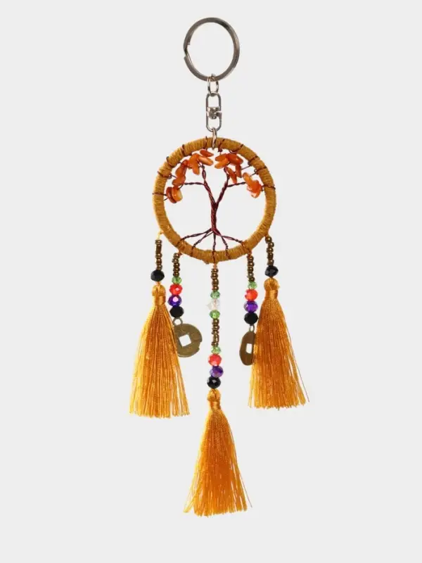 Брелок ловец снов "Древо" 19 см, цв. бежевый