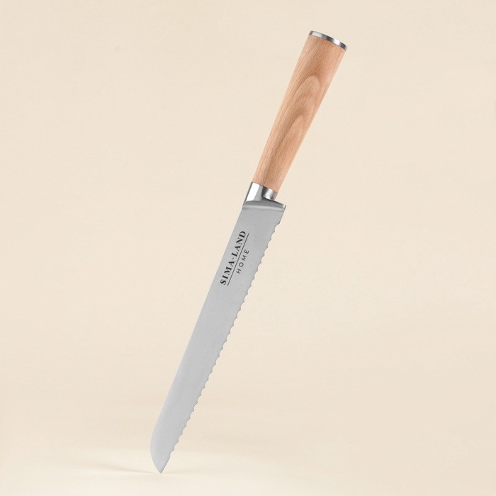 Нож кухонный хлебный SL Home &laquo;Калабрия&raquo;, нержавеющая сталь, 20,5 см, бежевый