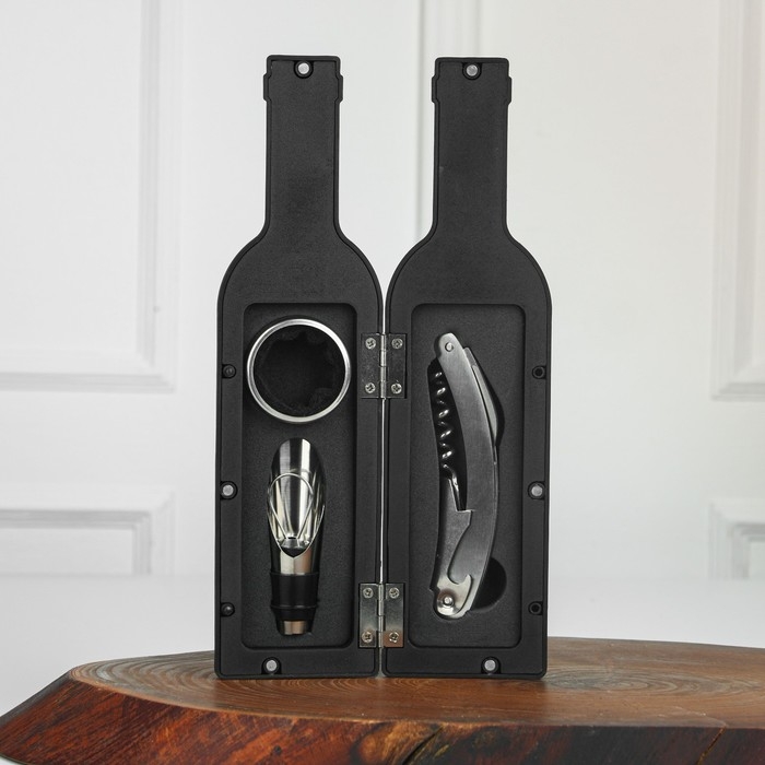 Винный набор: штопор, аэратор и каплеулавливатель для бутылки вина &laquo;&laquo;Для истинных ценителей&raquo;.