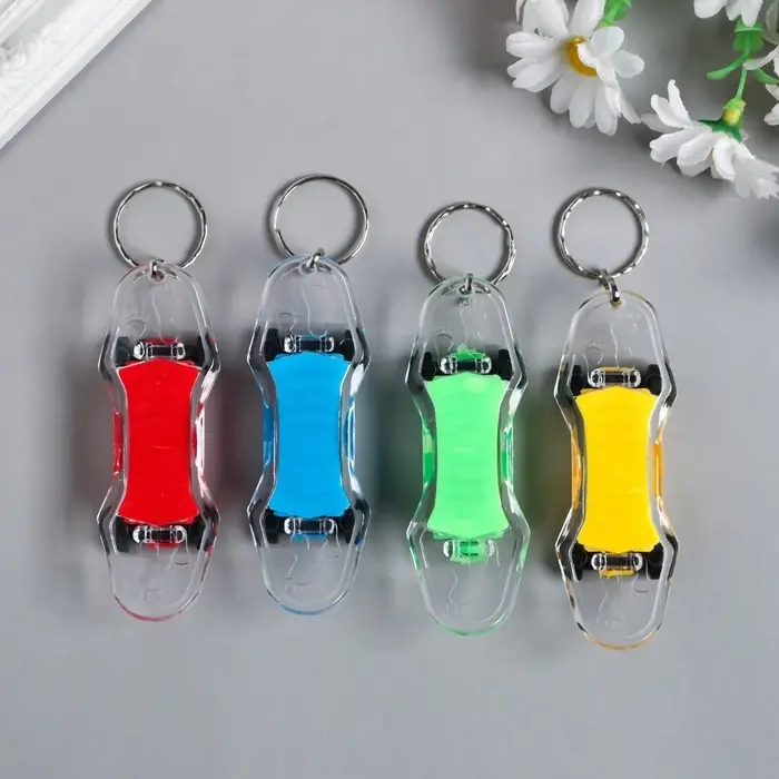 Фонарик брелок для ключей на кольце &laquo;Скейтборд&raquo;, мигает, 1.7&times;8.2&times;2.8 см, МИКС