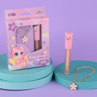 Блеск для губ с подвеской &laquo;Милая кошечка&raquo;, 8 гр, аромат персика