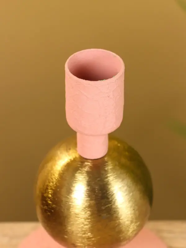 Подсвечник на 1 свечу текстурный "Пудровый" с 1 сферой 7,5х7,5х11,5 см