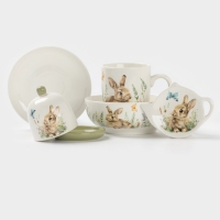 Набор для специй Доляна &laquo;Зайка&raquo;, керамика, 2 предмета: солонка, перечница 130 мл, 11.5&times;6.2&times;8.8 см, белый