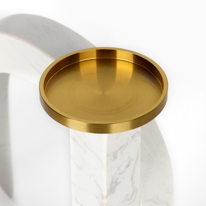 Подсвечник латунь, мрамор &laquo;Камелия&raquo; 19 х 18 х 8 см