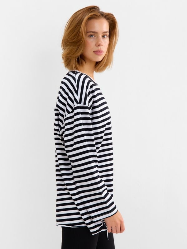 Лонгслив женский MINAKU: One Most Brand, широкая полоска, ONESIZE