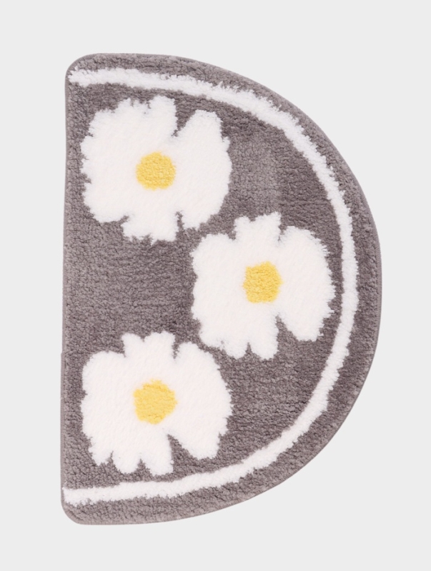 Коврик Доляна Daisies, 40&times;60 см, микрофибра, серый