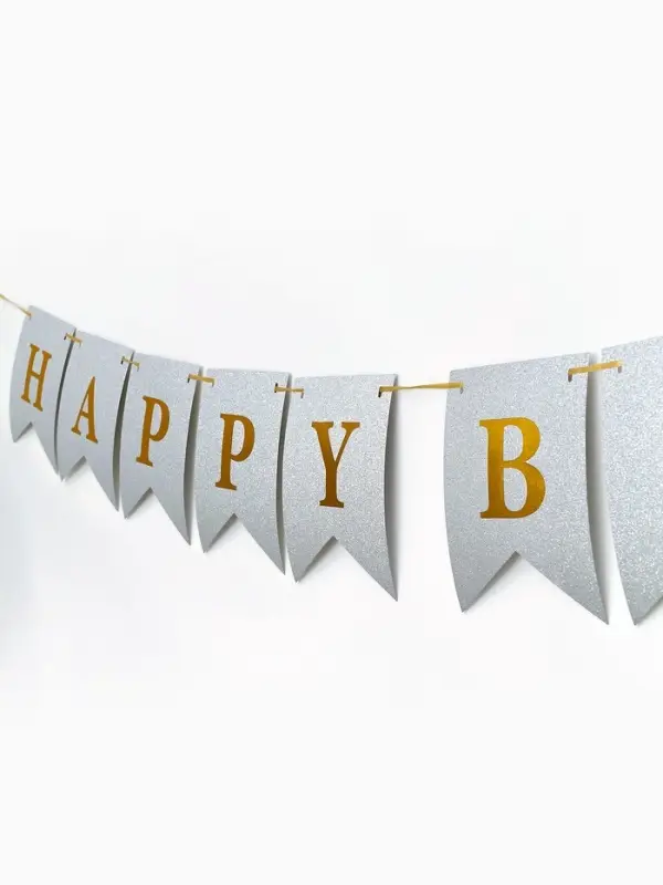 Гирлянда "Happy Birthday" серебряная