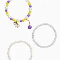 Браслет детский &laquo;Выбражулька&raquo;, 3 шт. набор, радуга с подвеской, жемчуг, цветной