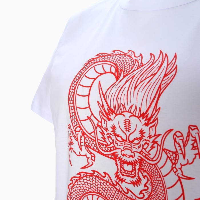Футболка женская &laquo;Дракон&raquo;, цвет белый/принт красный, размер 44