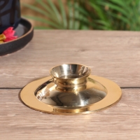 Блюдо сервировочное на ножке "Подсолнух" латунь с перламутром 11х11х2,5 см