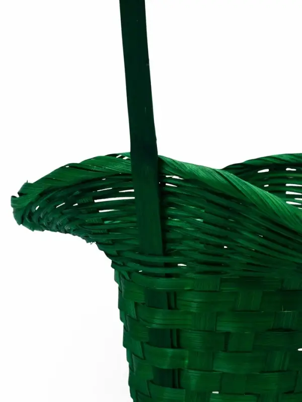 Корзина плетеная 21 х 18 х 14 см, ручка h=15 см, зеленый "шляпа"