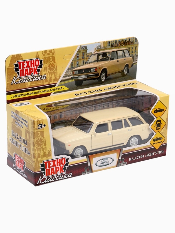 Машинка металлическая &laquo;ВАЗ-2104&raquo;, ретро - модель &laquo;ЖИГУЛИ&raquo;, открываются двери, багажник, инерция, 12 см, бежевый