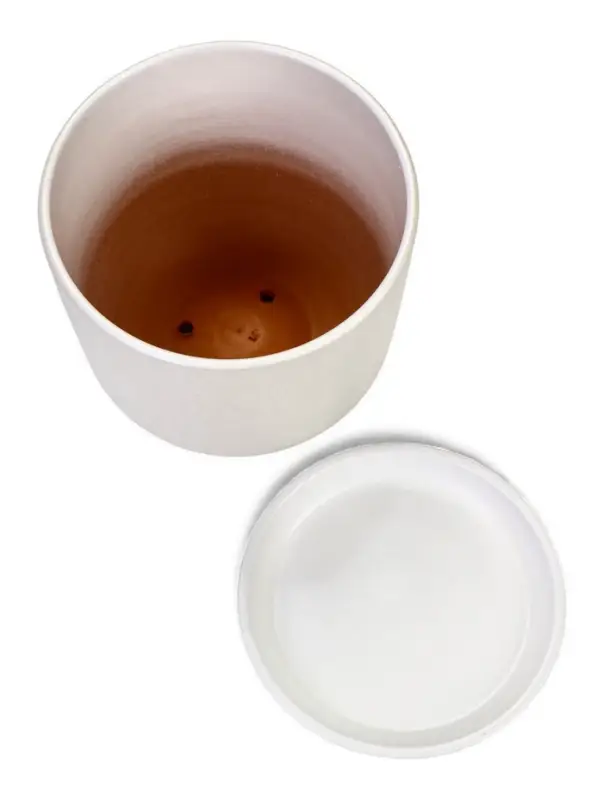 Горшок цветочный с поддоном 5,4 л, d22/h19 см белый керамика, "Перл" (М)