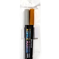 Набор маркеров акриловых 2 штуки, золото/серебро, конусный наконечник0,7мм