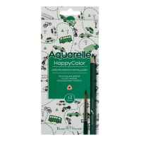 Карандаши акварельные 12 цветов HappyColor, МИКС