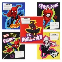 Тетрадь в линейку 18 листов, 5 видов МИКС, обложка мелованный картон, &laquo;Человек-паук&raquo;