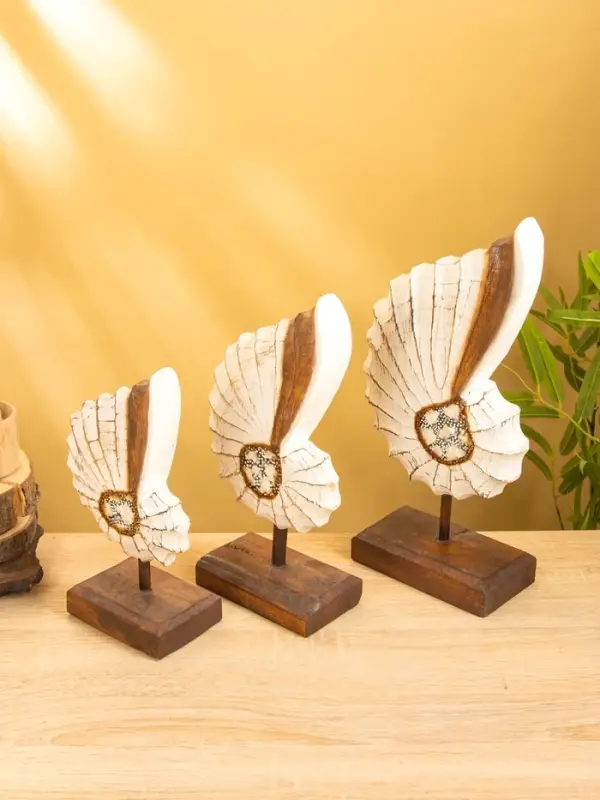 Набор сувенирный "Раковины" дерево (h - 35.30 и 25 см), цв. бежевый