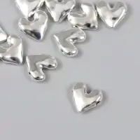 Бусина для творчества металл "Сердечко" серебро 1.1х1.1 см