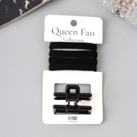 Набор для волос &laquo;Вивьен&raquo;, 4 резинки 5.5 см, краб 4.5 см, классика, чёрный