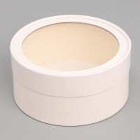 Коробка для макарун, кондитерская упаковка тубус с окном &laquo;Белый&raquo;, 16 х 16 х 7 см