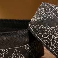 Корзинка плетеная "Бонтанг" бамбук 19х19х14 см, тёмная