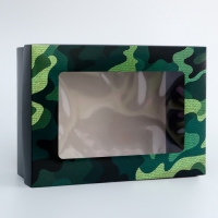 Коробка складная, крышка-дно, "Поздравляю", 21 х 15 х 7 см с окном Коробка складная, крышка-дно, "Поздравляю", 21 х 15 х 7 см с окном