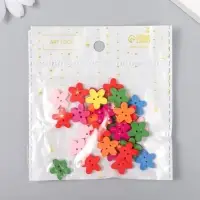 Набор пуговиц декоративных дерево "Яркие цветочки" (набор 30 шт) МИКС 1,5х1,5 см