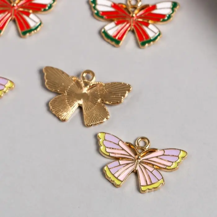 Декор для творчества металл, эмаль "Разноцветная бабочка" МИКС 1,5х2,5 см